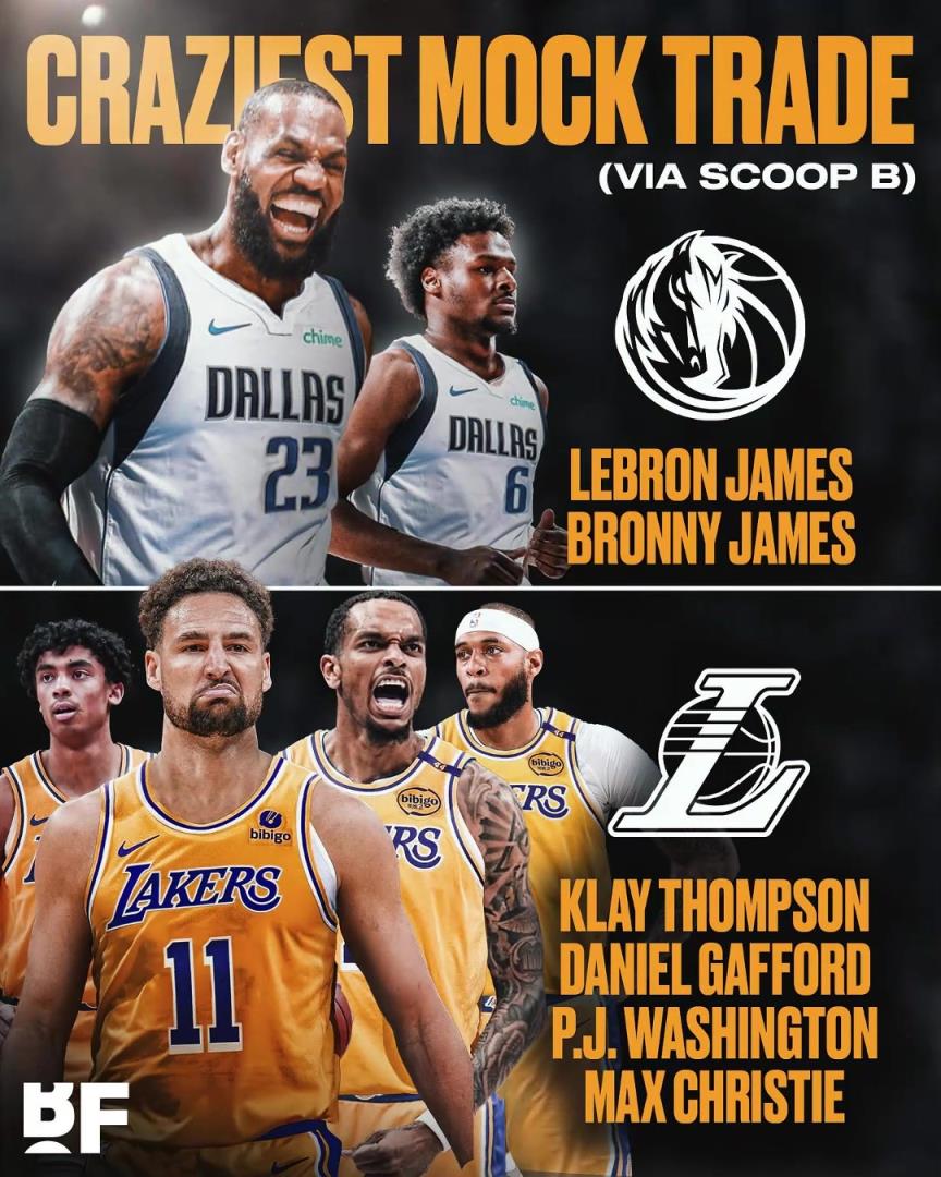 疯狂的设想！美媒建议：湖人将老詹父子送至独行侠，换回克莱加福德等四将