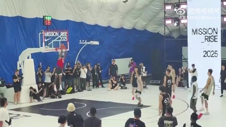 毫无保留回馈球迷！莫兰特中国行又一个劲爆的空接暴扣