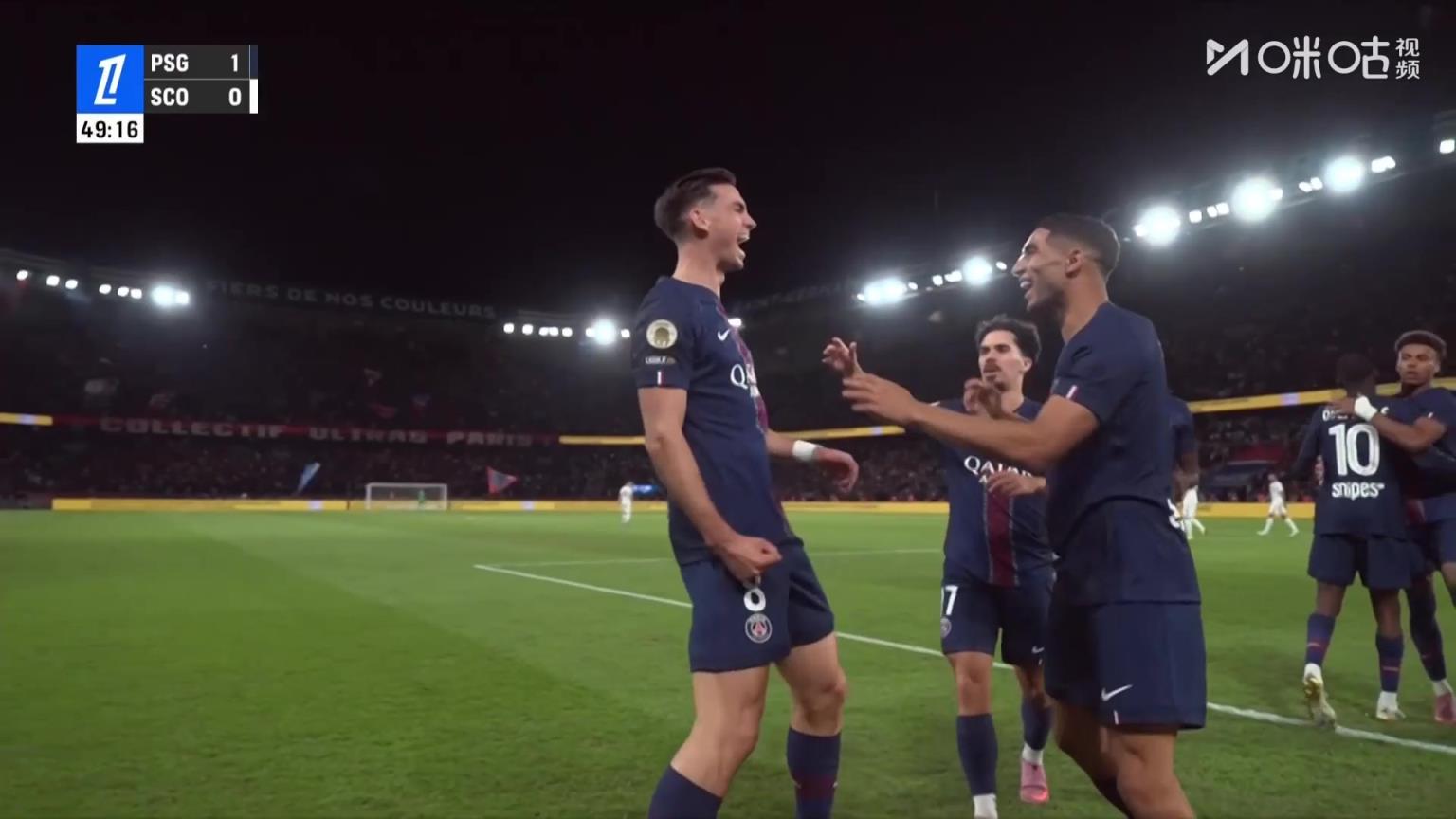 大巴黎打破僵局！杜埃传中被挡出，法比安禁区内打门得手！