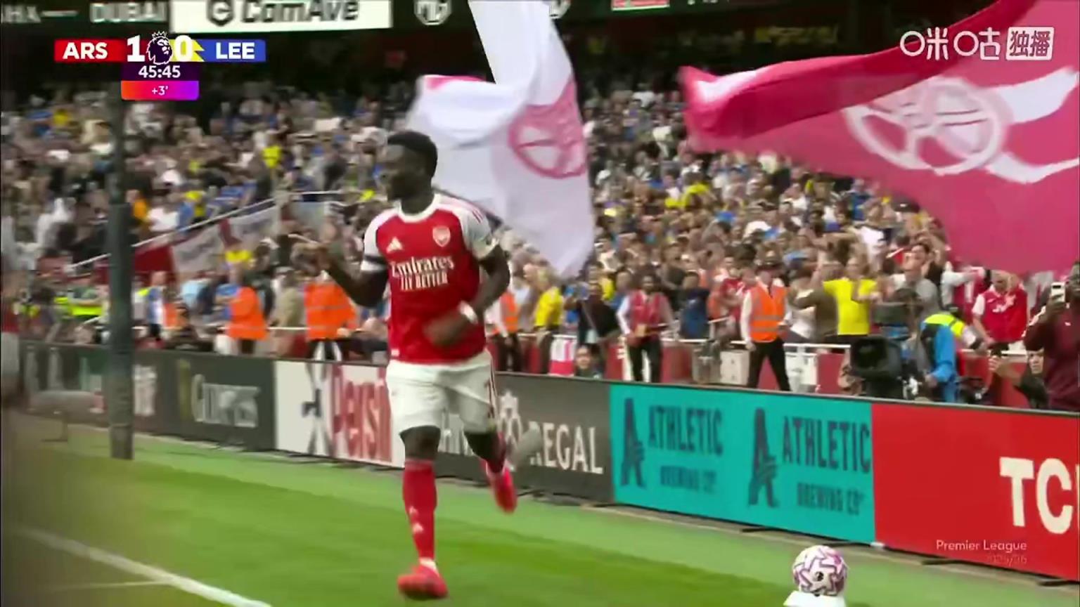 新赛季首粒运动战进球！阿森纳断球守转攻，廷伯助攻萨卡破门