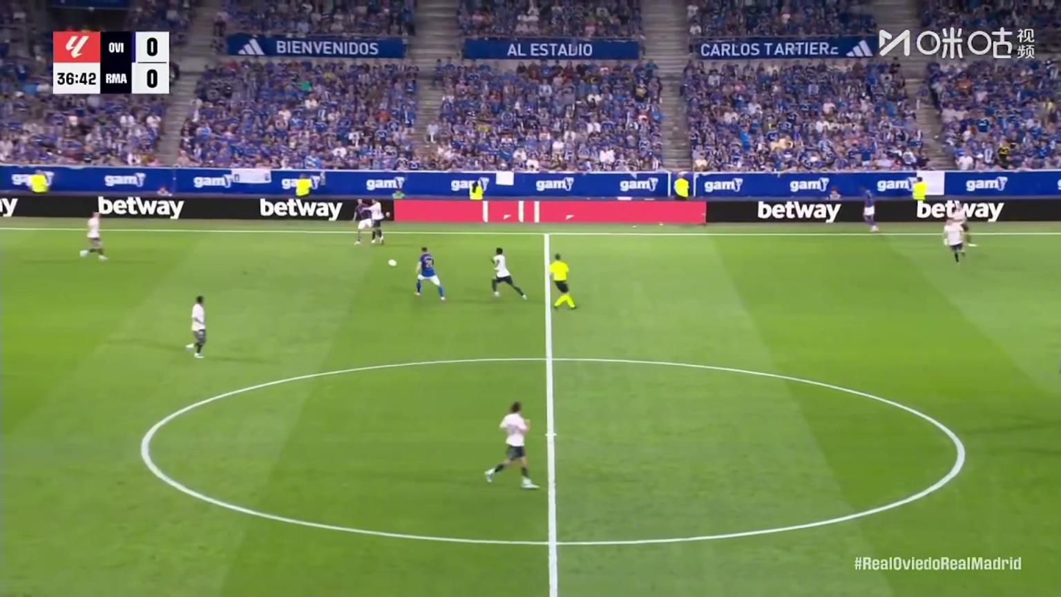 姆总太猛了！居勒尔送直塞，姆巴佩连停带过转身推射破门