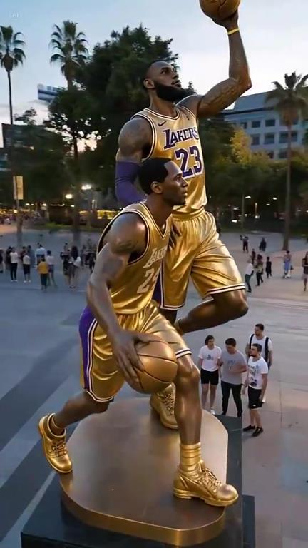 如果湖人为詹姆斯科比一起立雕像，这个如何？