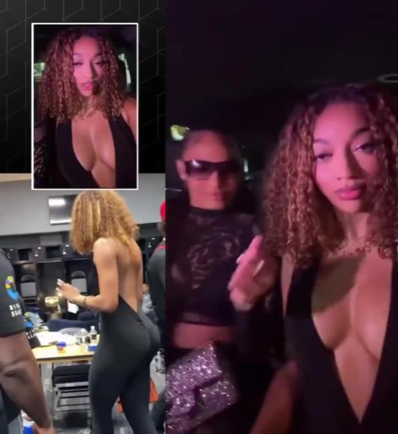 安吉尔-里斯穿成这样观看球赛，把拳王克劳福德都看得一愣一愣的